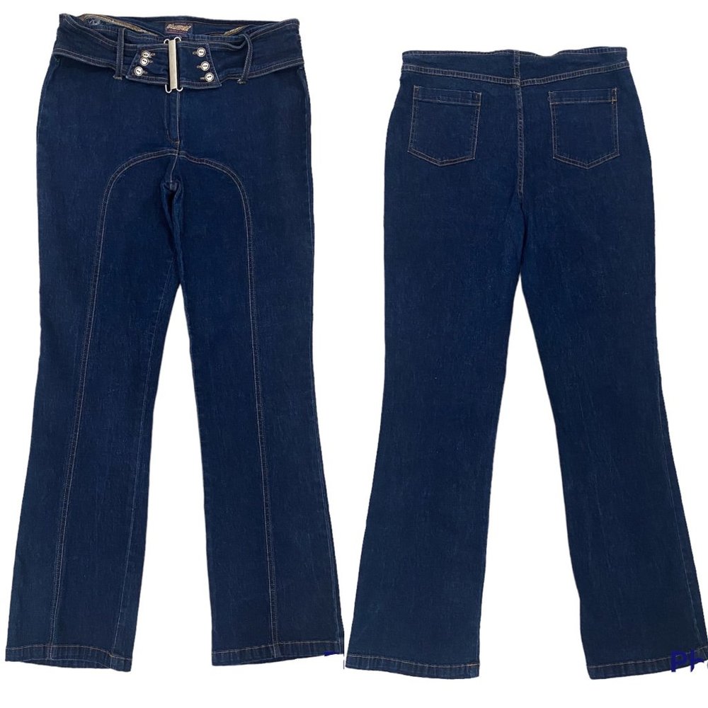 Starwear Vintage Western Belted Straight Leg Jeans in Dark Wash Denim Sz 11/12